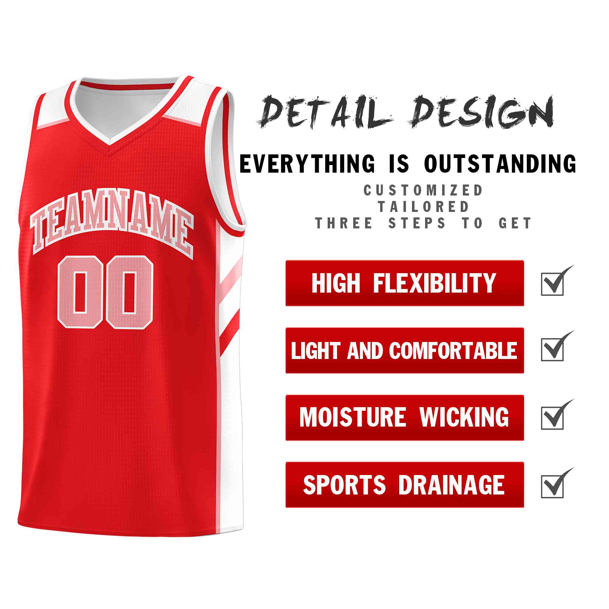 Custom Red Pink-White Classic Tops Style Mesh Sport Basketball Jersey