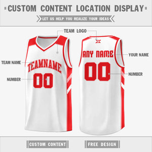 Custom White Red-Pink Classic Tops Style Mesh Sport Basketball Jersey