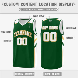 Custom Green White-Old Gold Classic Tops Style Mesh Sport Basketball Jersey