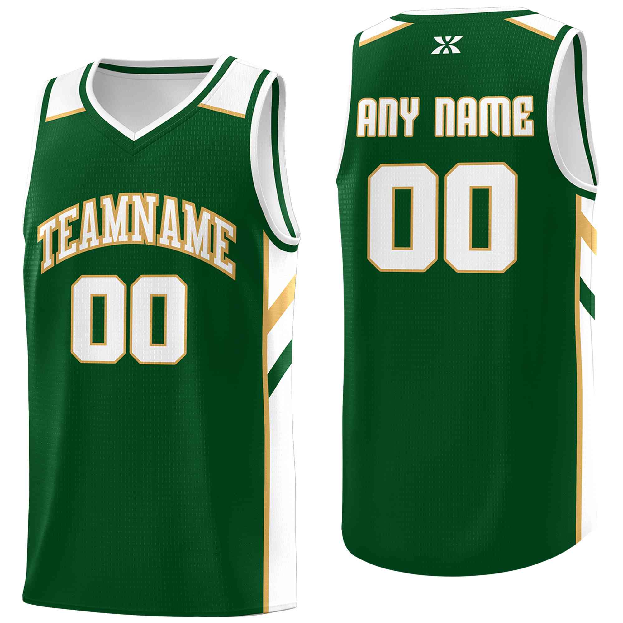 Custom Green White-Old Gold Classic Tops Style Mesh Sport Basketball Jersey