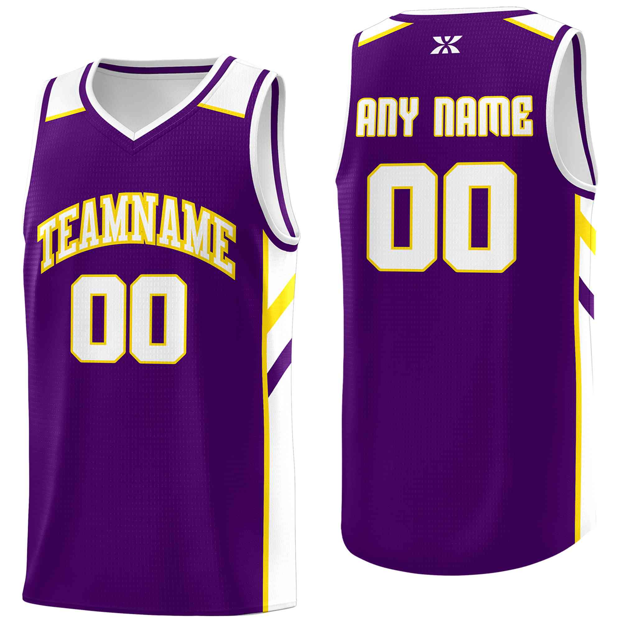 Custom Purple White-Yellow Classic Tops Style Mesh Sport Basketball Jersey