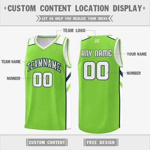 Custom Neon Green White-Navy Classic Tops Style Mesh Sport Basketball Jersey