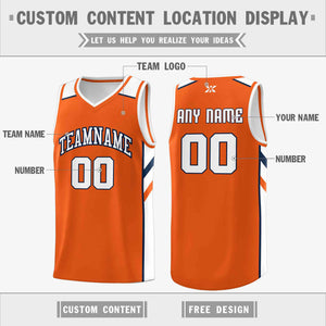 Custom Orange White-Navy Classic Tops Style Mesh Sport Basketball Jersey