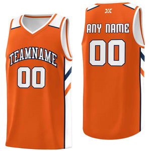 Custom Orange White-Navy Classic Tops Style Mesh Sport Basketball Jersey