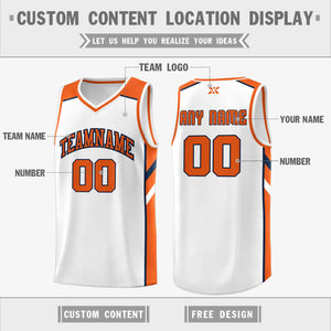 Custom White Orange-Navy Classic Tops Style Mesh Sport Basketball Jersey