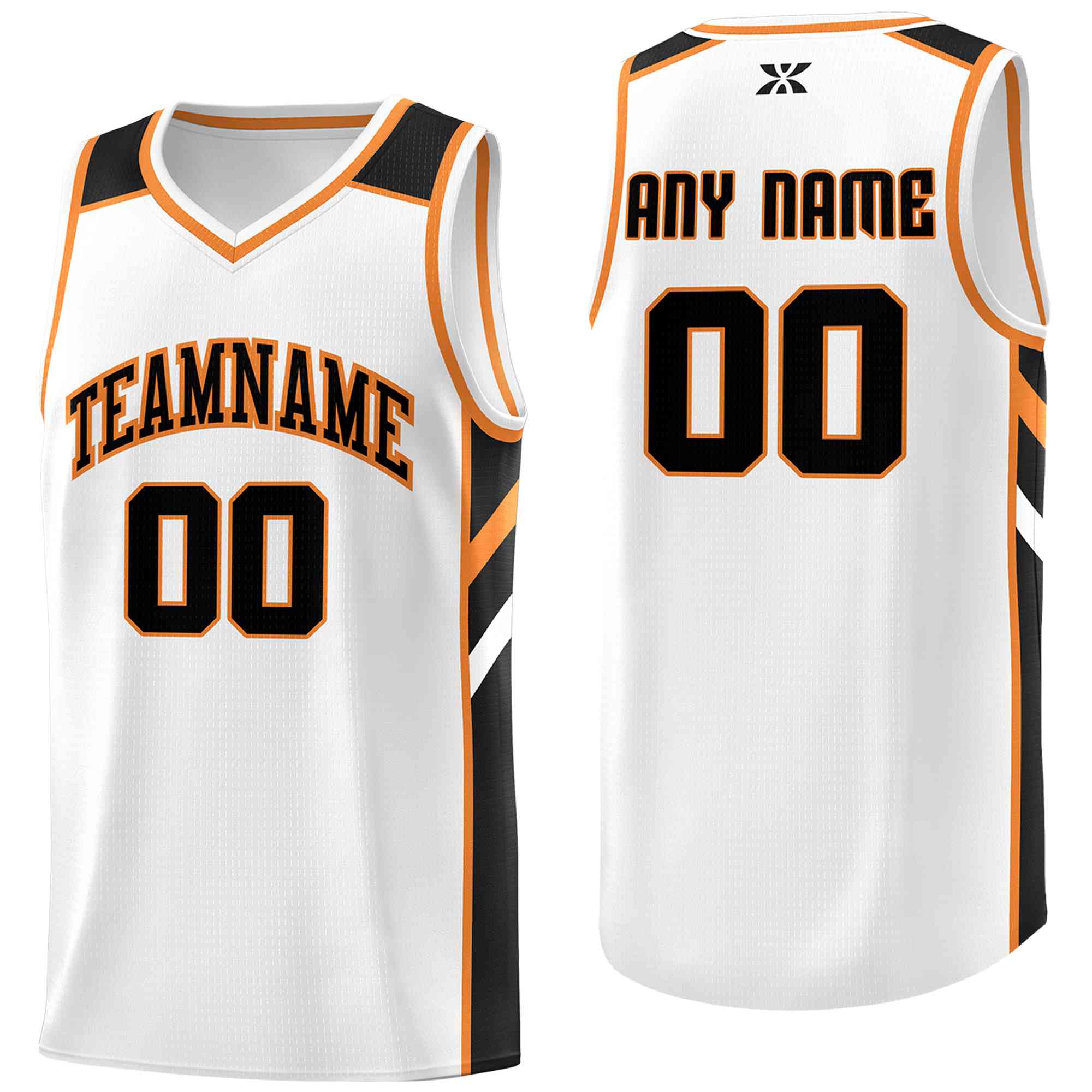 Custom White Black-Orange Classic Tops Style Mesh Sport Basketball Jersey