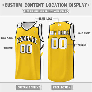 Custom Yellow White-Black Classic Tops Style Mesh Sport Basketball Jersey