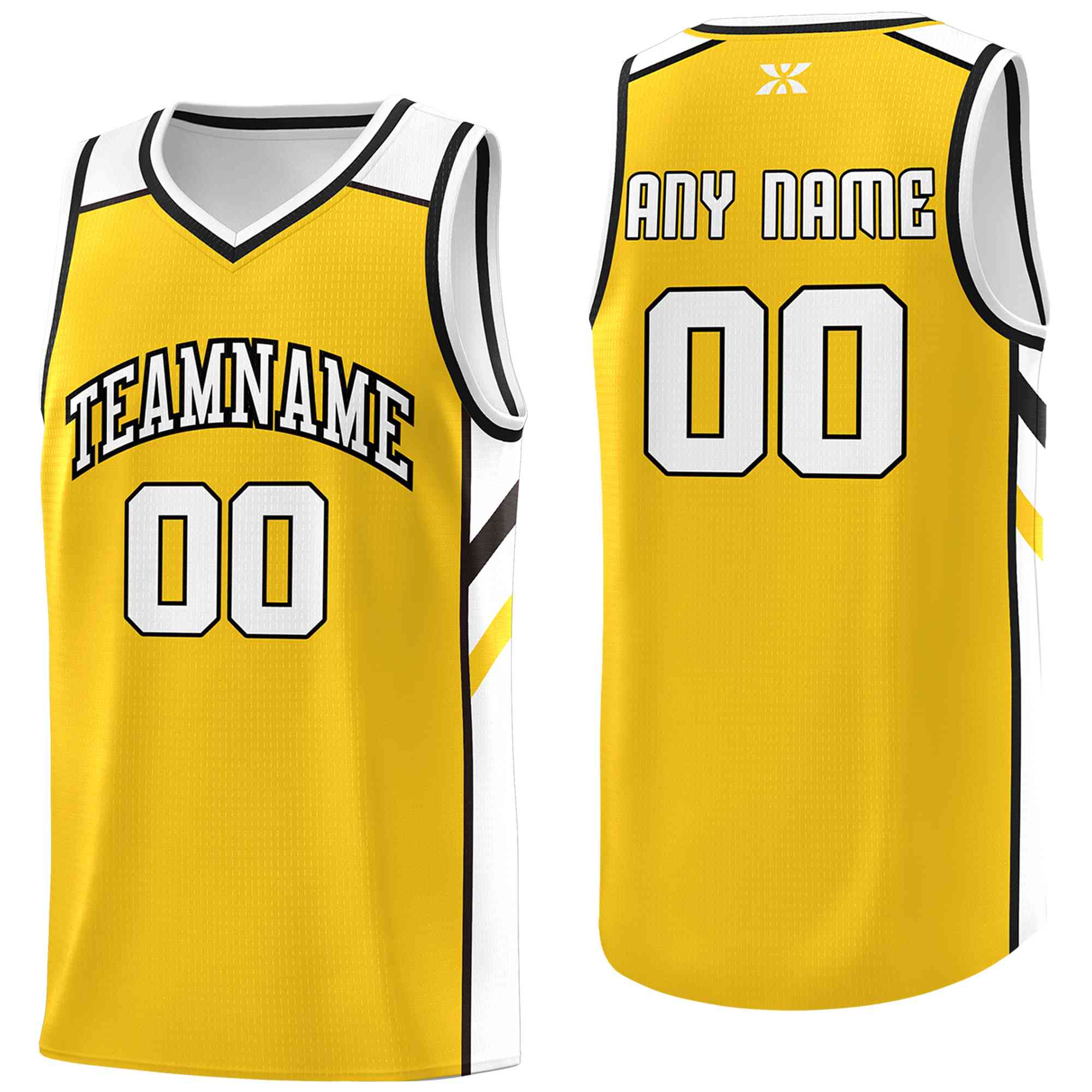 Custom Yellow White-Black Classic Tops Style Mesh Sport Basketball Jersey