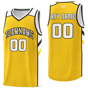 Custom Yellow White-Black Classic Tops Style Mesh Sport Basketball Jersey