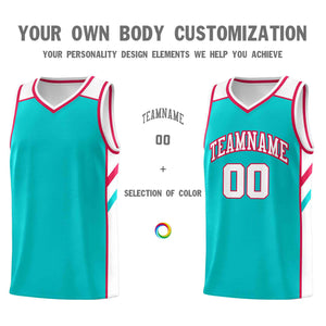 Custom Aqua White-Red Classic Tops Style Mesh Sport Basketball Jersey