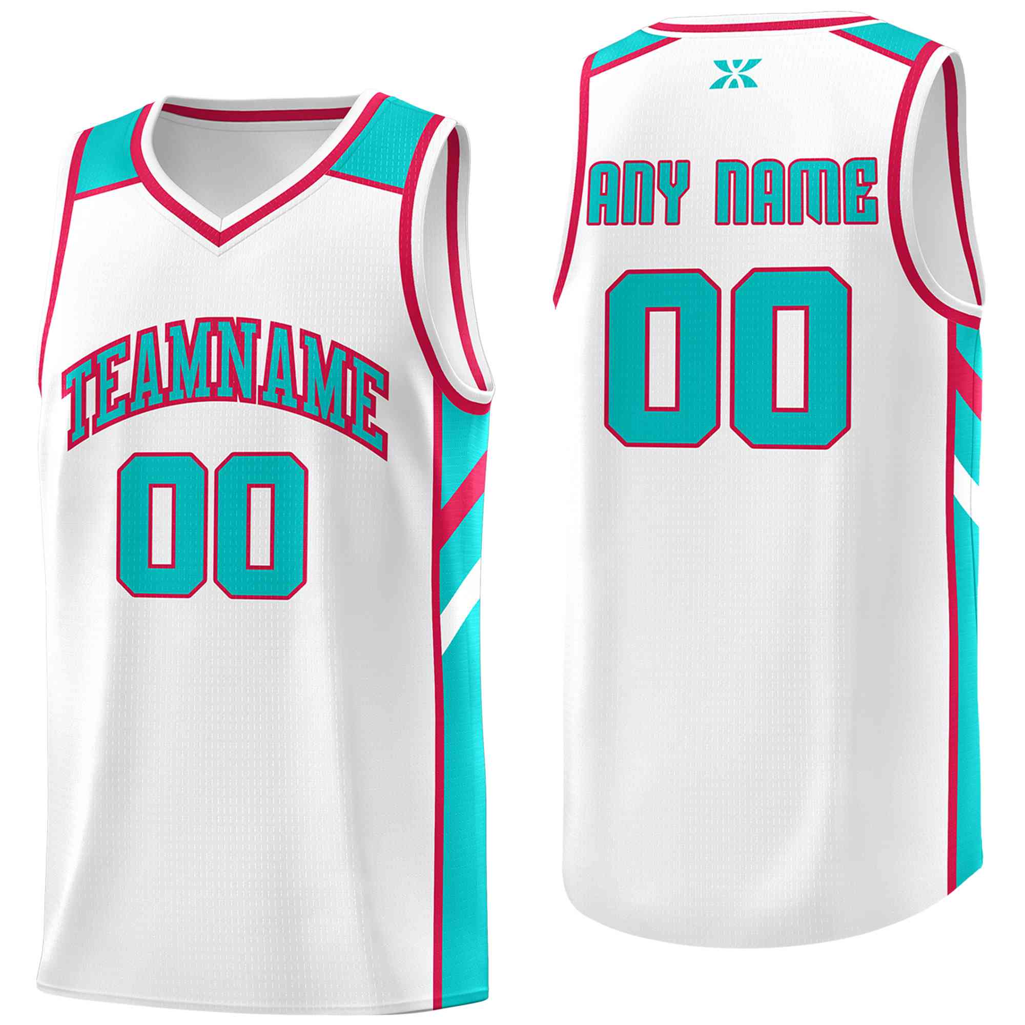 Custom White Aqua-Red Classic Tops Style Mesh Sport Basketball Jersey