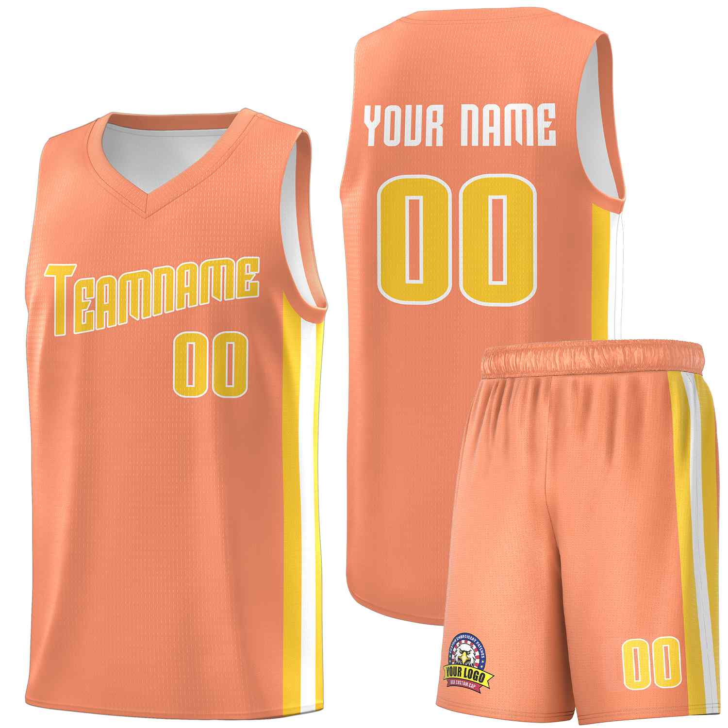 Maillot de basket-ball uniforme de sport, ensembles classiques Orange jaune-blanc personnalisés