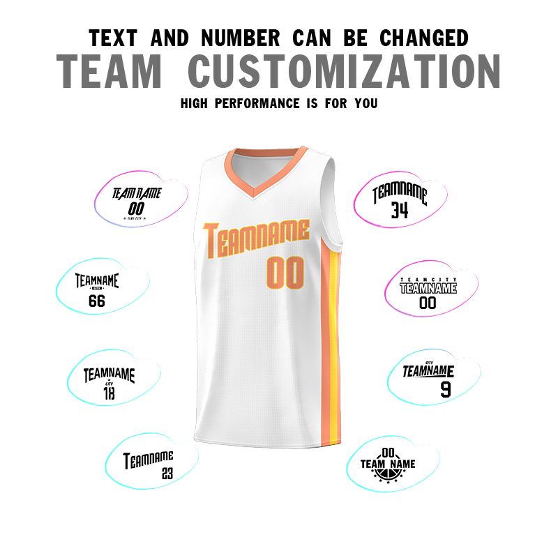 Custom White Orange-Yellow Classic Sets Sports Uniform Basketball Jersey