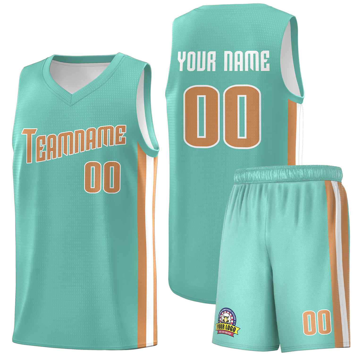 Custom Aqua Old Gold-White Classic Sets Sports Uniform Basketball Jersey