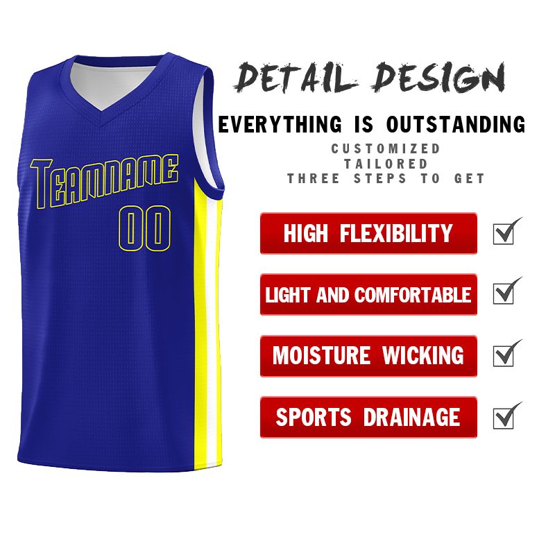 Custom Royal Yellow Classic Sets Sports Uniform Basketball Jersey