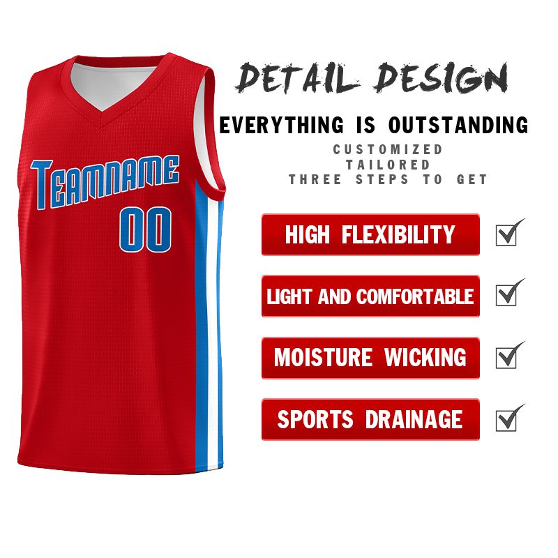 Custom Red Blue-White Classic Sets Sports Uniform Basketball Jersey