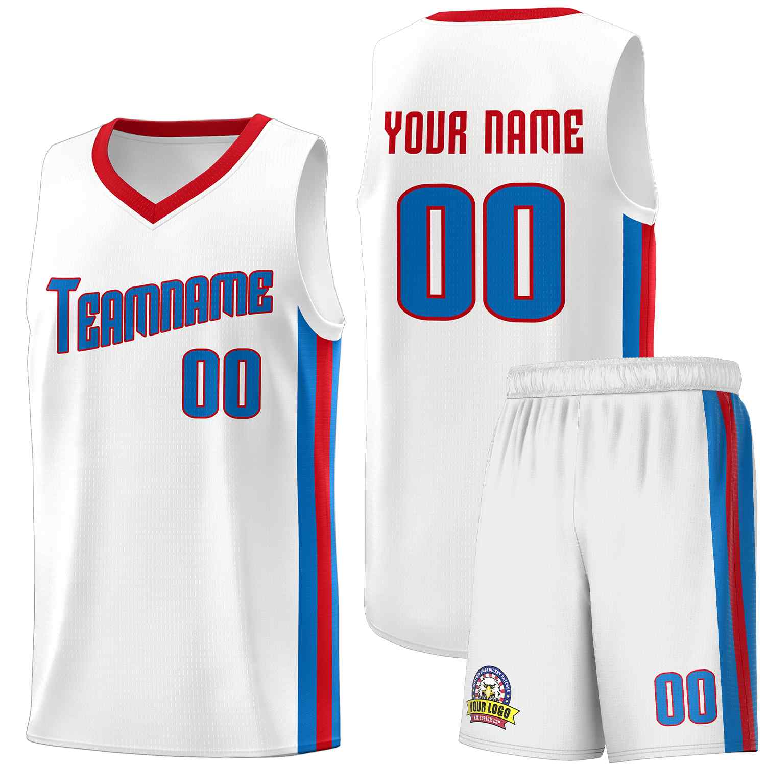 Custom White Blue-Red Classic Sets Sports Uniform Basketball Jersey