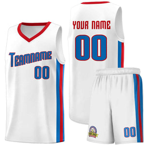 Custom White Blue-Red Classic Sets Sports Uniform Basketball Jersey