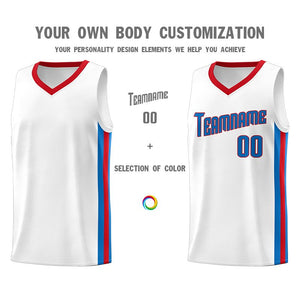 Custom White Blue-Red Classic Sets Sports Uniform Basketball Jersey