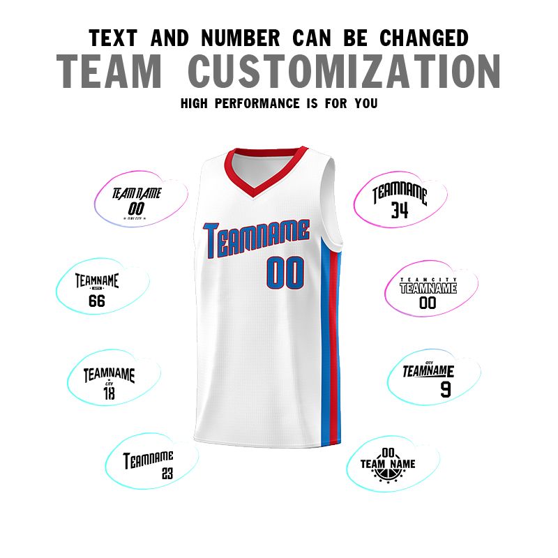 Custom White Blue-Red Classic Sets Sports Uniform Basketball Jersey