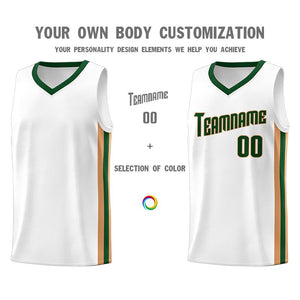 Custom White Green-Old Gold Classic Sets Sports Uniform Basketball Jersey