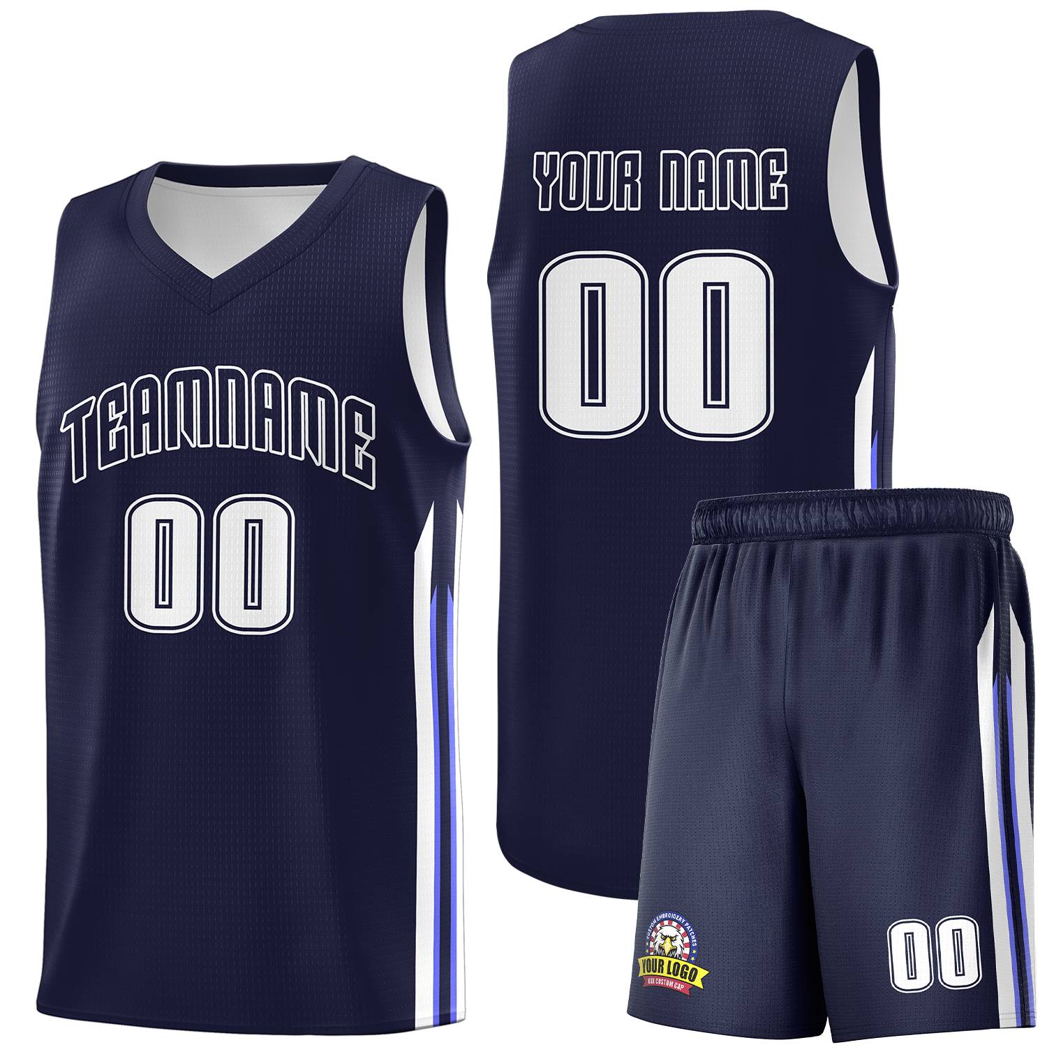 Custom Navy White Classic Sets Sports Uniform Basketball Jersey