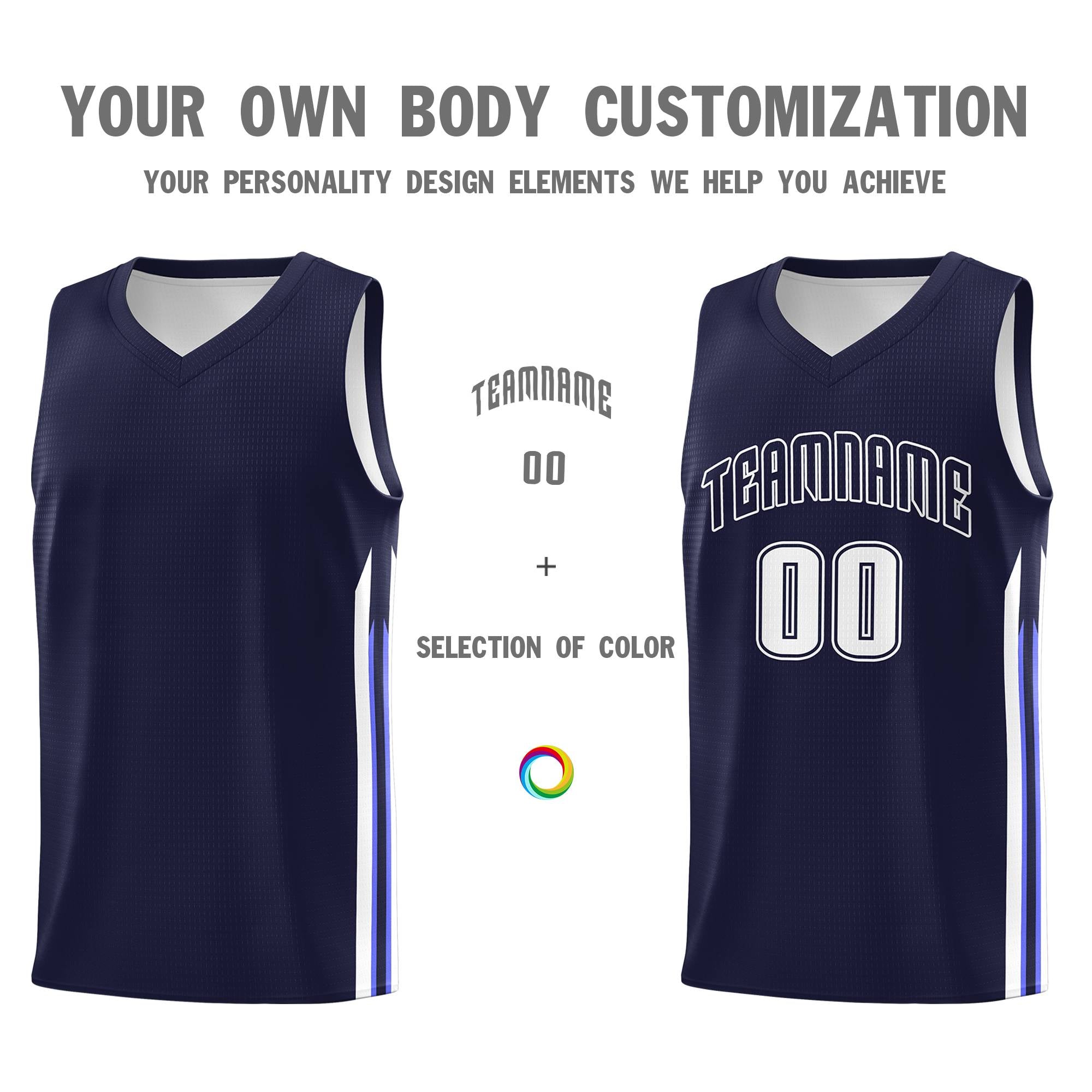 Custom Navy White Classic Sets Sports Uniform Basketball Jersey