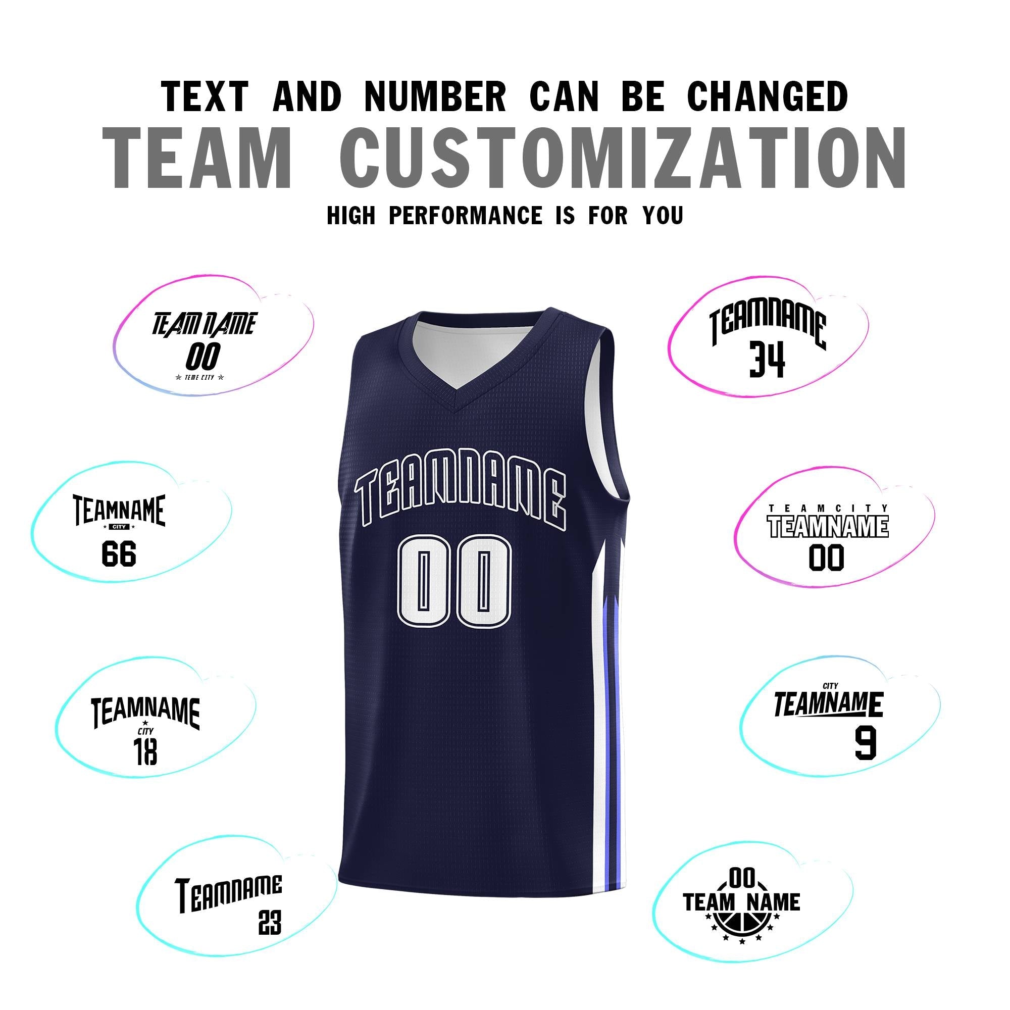 Custom Navy White Classic Sets Sports Uniform Basketball Jersey