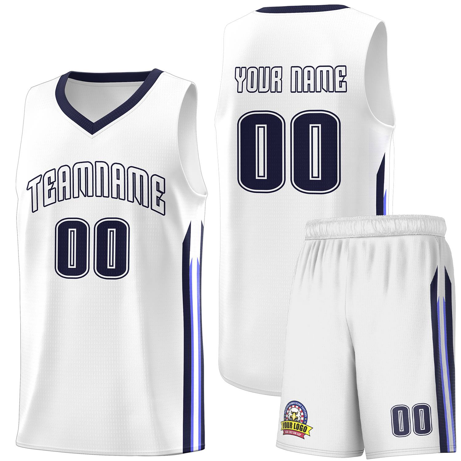 Le classique blanc personnalisé de la marine définit le maillot de basket-ball uniforme de sport