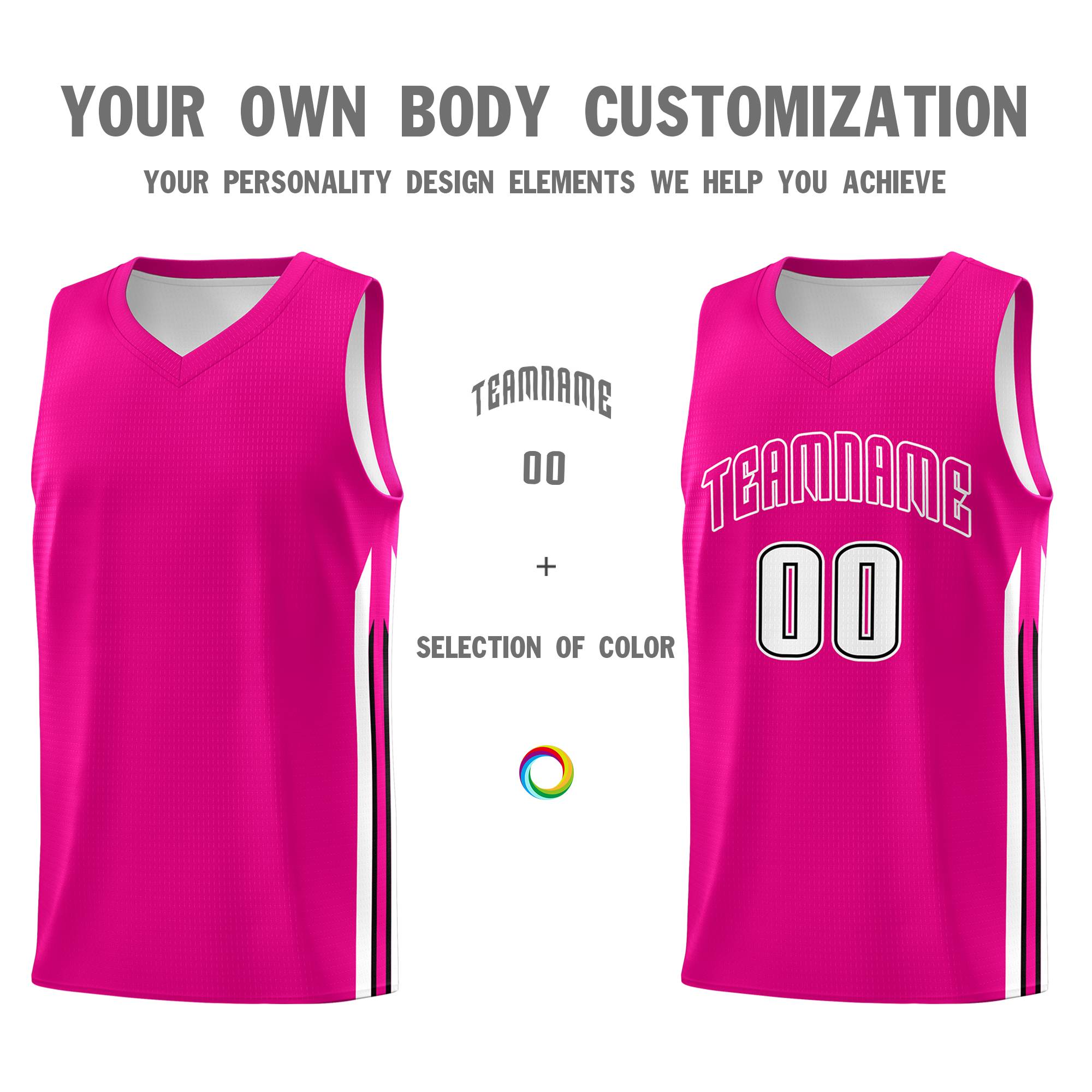 Custom Pink White Classic Sets Sports Uniform Basketball Jersey