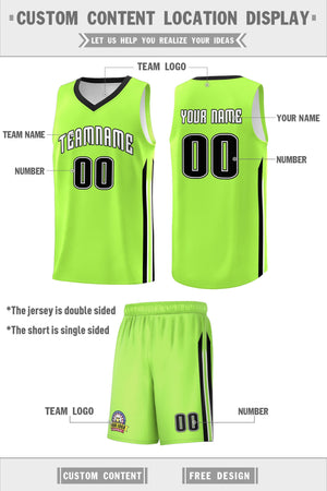 Custom Neon Green White-Black Classic Sets Sports Uniform Basketball Jersey