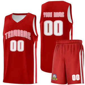 Ensembles classiques personnalisés rouge rose-blanc, maillot de basket-ball uniforme de sport