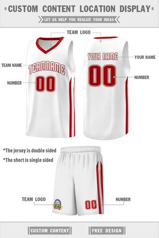 Custom White Red Classic Sets Sports Uniform Basketball Jersey