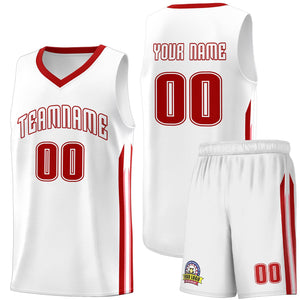 Ensembles classiques rouges et blancs personnalisés, maillot de basket-ball uniforme de sport