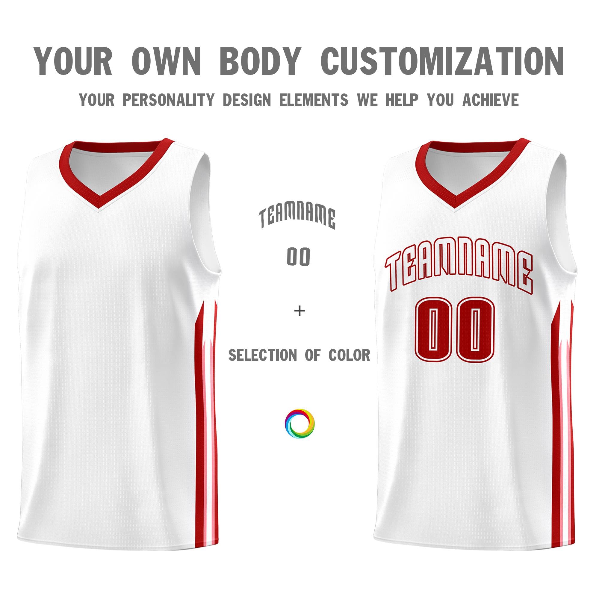 Custom White Red Classic Sets Sports Uniform Basketball Jersey