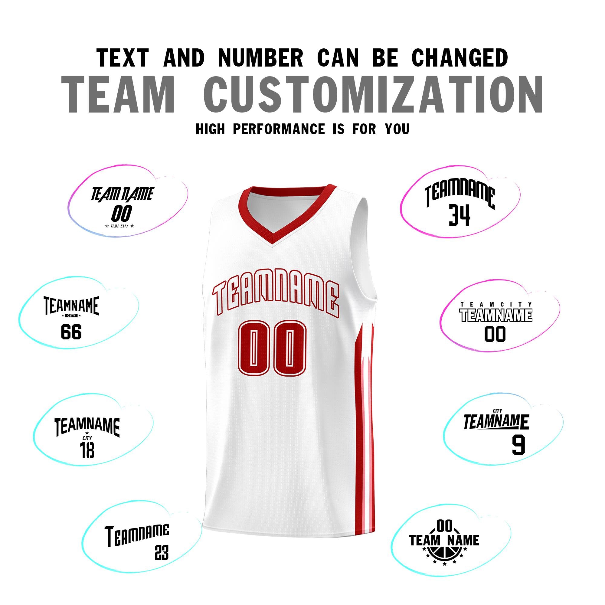 Custom White Red Classic Sets Sports Uniform Basketball Jersey