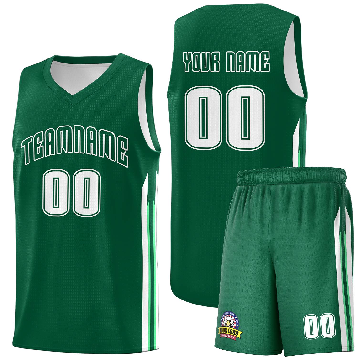 Le classique blanc vert personnalisé définit le maillot de basket-ball uniforme de sport