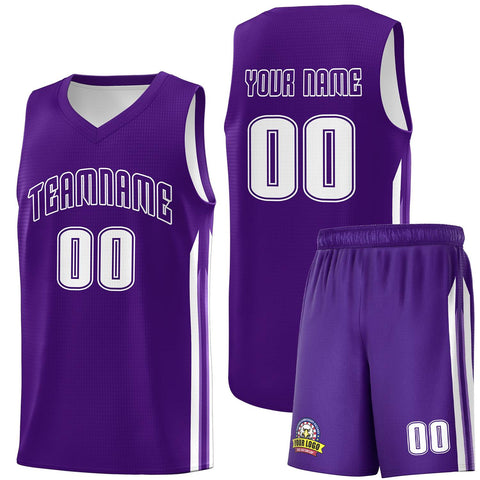 Custom Purple White Classic Sets Sports Uniform Basketball Jersey