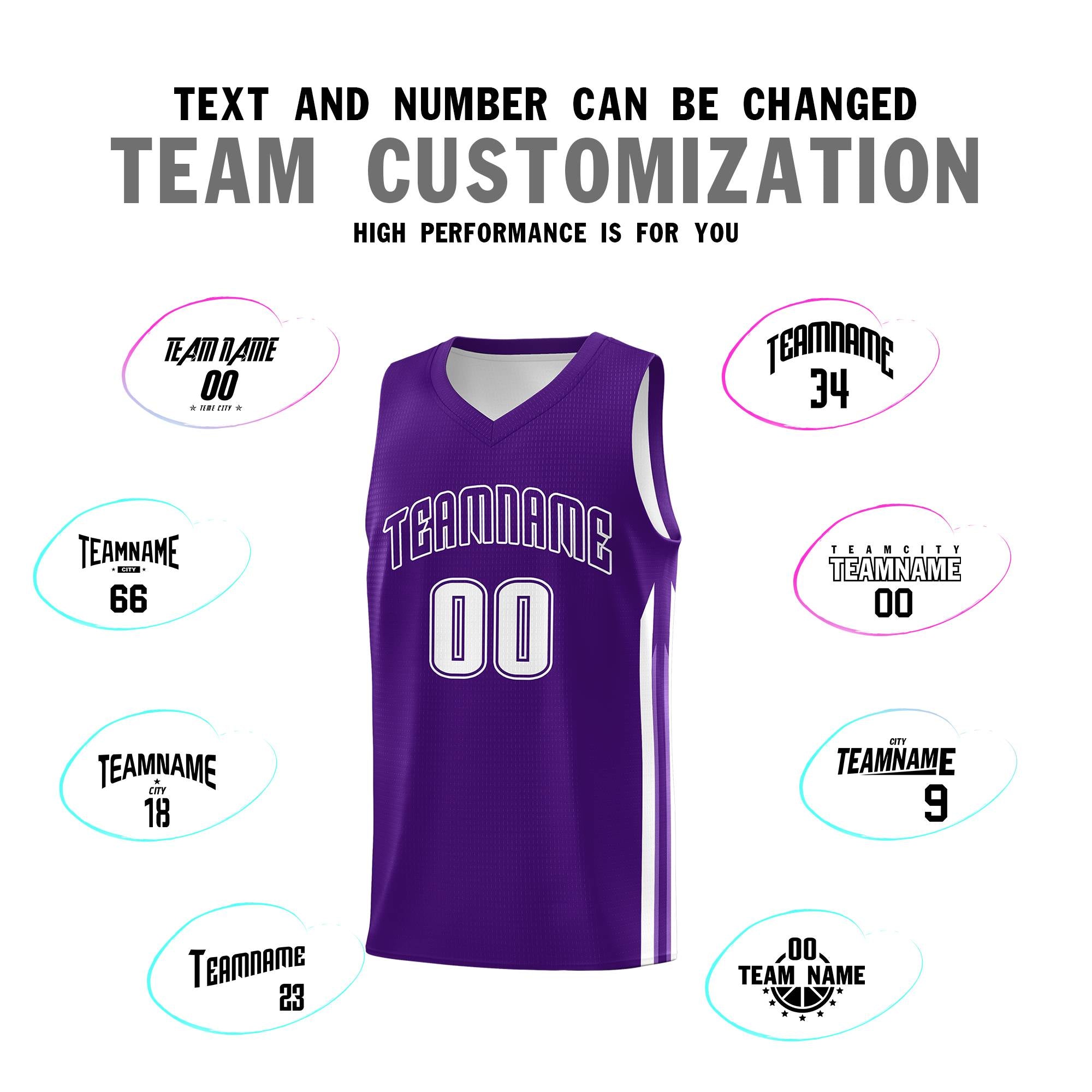 Custom Purple White Classic Sets Sports Uniform Basketball Jersey