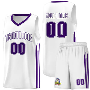 Custom White Purple Classic Sets Sports Uniform Basketball Jersey