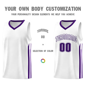 Custom White Purple Classic Sets Sports Uniform Basketball Jersey