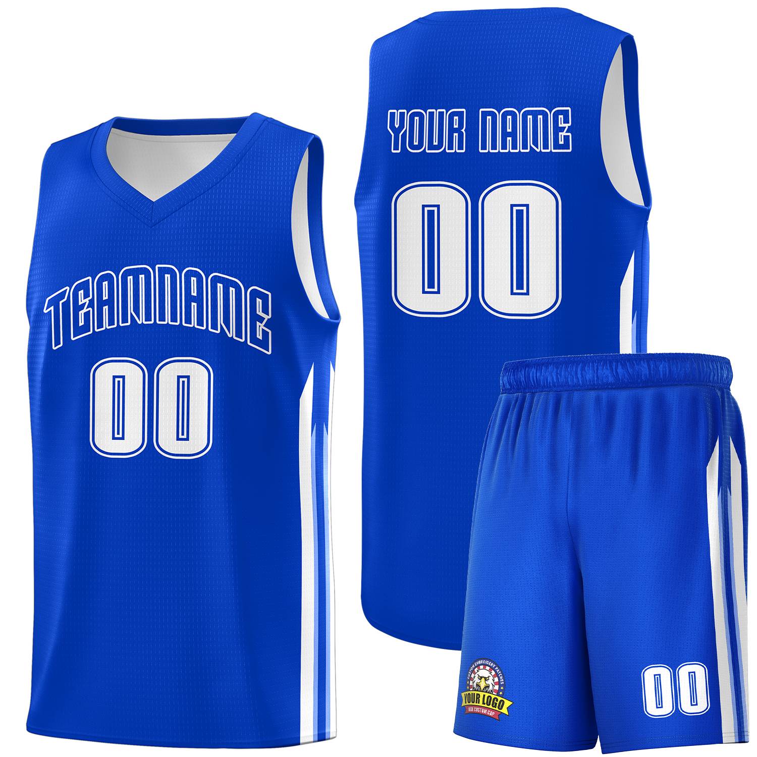 Le classique blanc royal personnalisé définit le maillot de basket-ball uniforme de sport