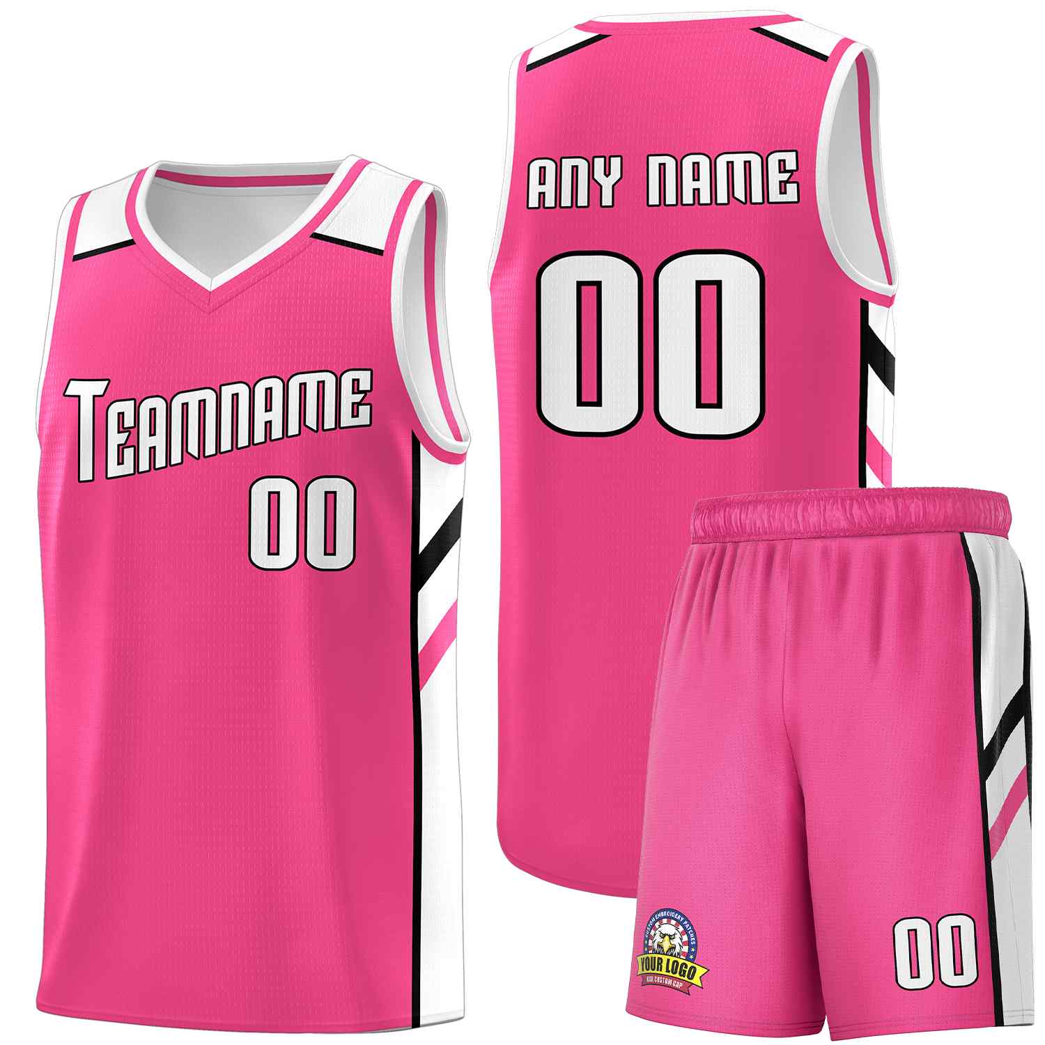 Custom Pink White-Black Classic Sets Sports Uniform Basketball Jersey