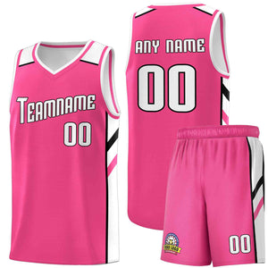 Ensembles classiques rose blanc-noir personnalisés, maillot de basket-ball uniforme de sport