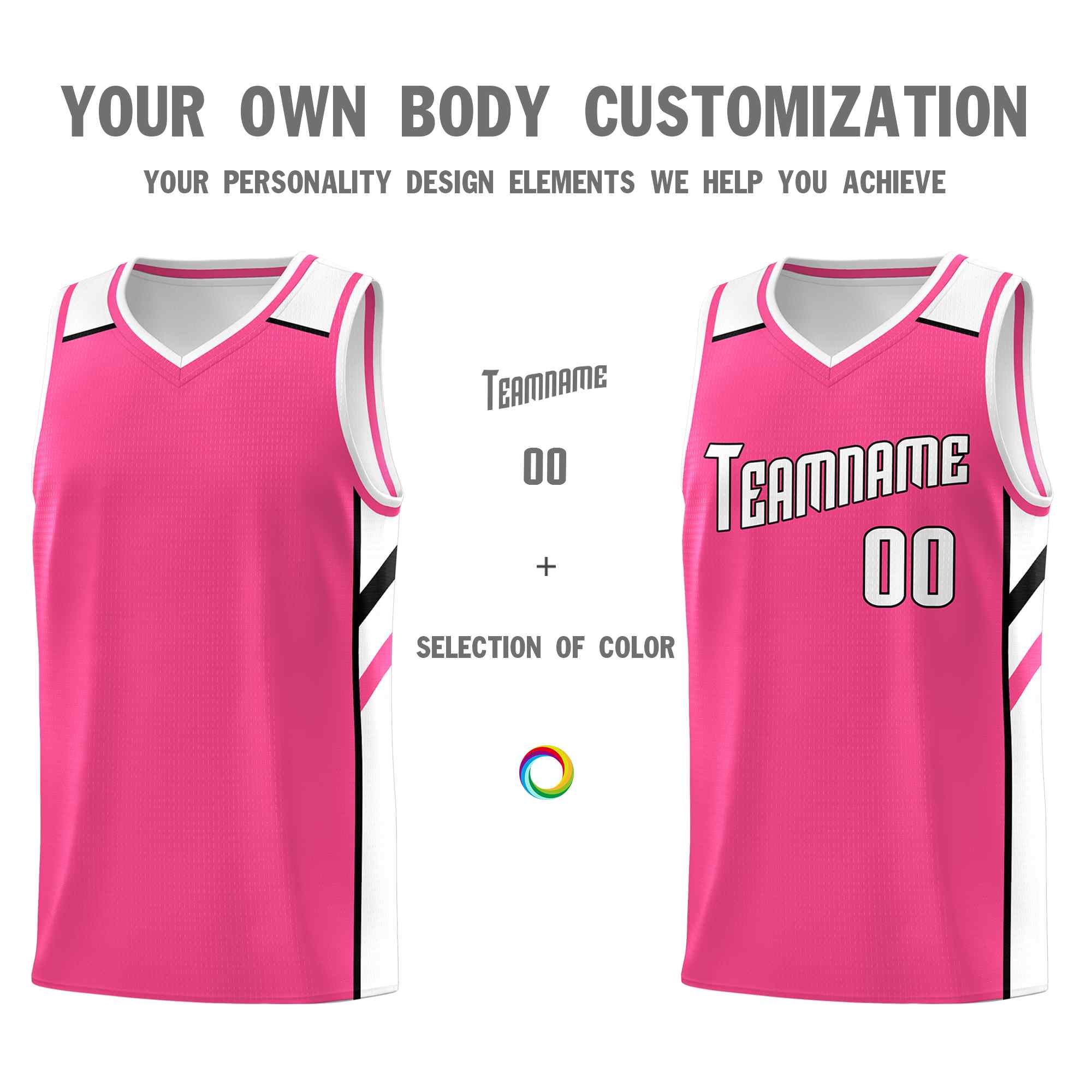 Custom Pink White-Black Classic Sets Sports Uniform Basketball Jersey