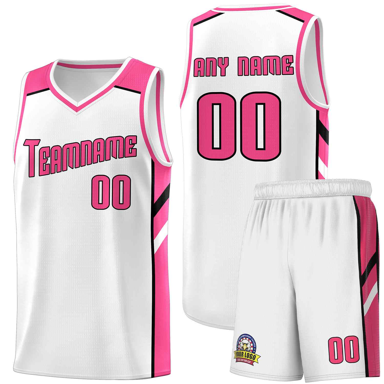 Ensembles classiques personnalisés blanc rose-noir, maillot de basket-ball uniforme de sport