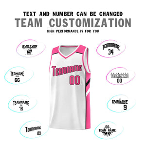 Custom White Pink-Black Classic Sets Sports Uniform Basketball Jersey