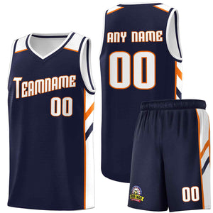 Custom Navy White-Orange Classic Sets Sports Uniform Basketball Jersey