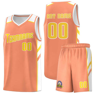 Maillot de basket-ball uniforme de sport, ensembles classiques Orange jaune-blanc personnalisés