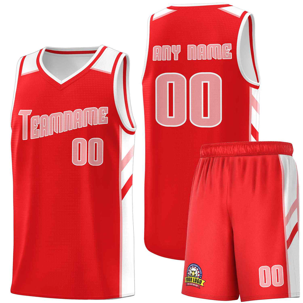 Custom Red Pink-White Classic Sets Sports Uniform Basketball Jersey